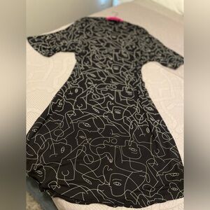 Monki Black Dress with White Abstract Design
